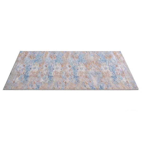 2 ft. x 10 ft. Gray Abstract Washable Area Rug