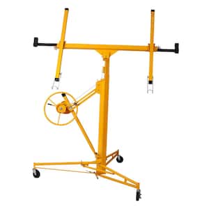 11 ft. Professional Drywall Panel Hoist in Yellow with Wheel Base, Heavy Duty Steel Drywall Lift Panel Hoist Tool
