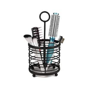 Contempo 5.5 in. W x 5.5 in. D x 10.625 in. H Hair and Beauty Accessory Caddy in Black