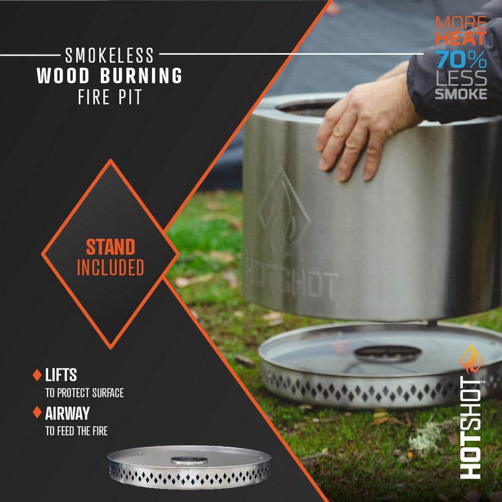 HotShot 19.5" Smokeless Stainless Steel Portable Fire Pit