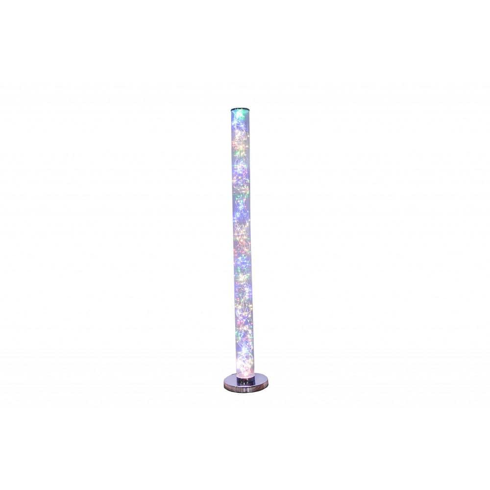 49 in. Silver Steel LED Column Floor Lamp with Clear Drum Shade price history on PriceWatchPro