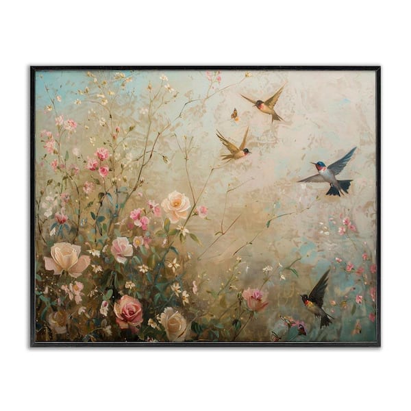 Stupell Industries Spring Meadow Birds by Arlington Prints Black Framed Nature Giclee Art Print 11 in. x 14 in.