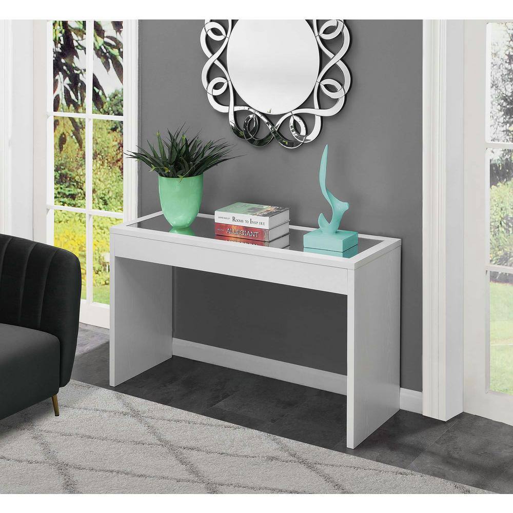 White Mirrored Wood and Metal Console Table