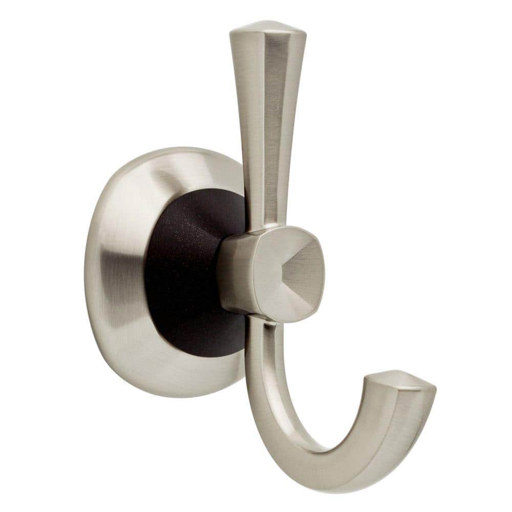 Delta Zurie Double Robe Hook in Satin Nickel and Cocoa Bronze ZUR35-SBR ...