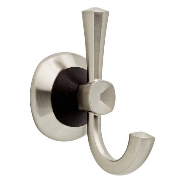Delta Zurie Double Robe Hook in Satin Nickel and Cocoa Bronze ZUR35-SBR ...
