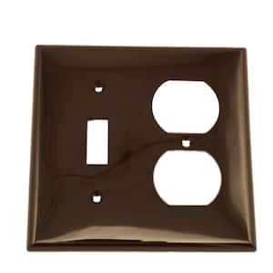 Brown 2-Gang 1-Toggle/1-Duplex Wall Plate (1-Pack)