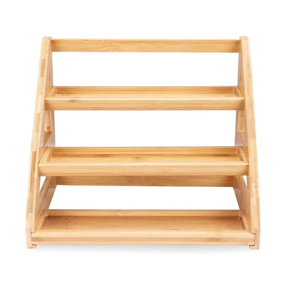 Natural Bamboo 3-Tier Spice Rack Organizer for Kitchen Cabinets Countertops Pantries Space-Saving Shelf price history on PriceWatchPro