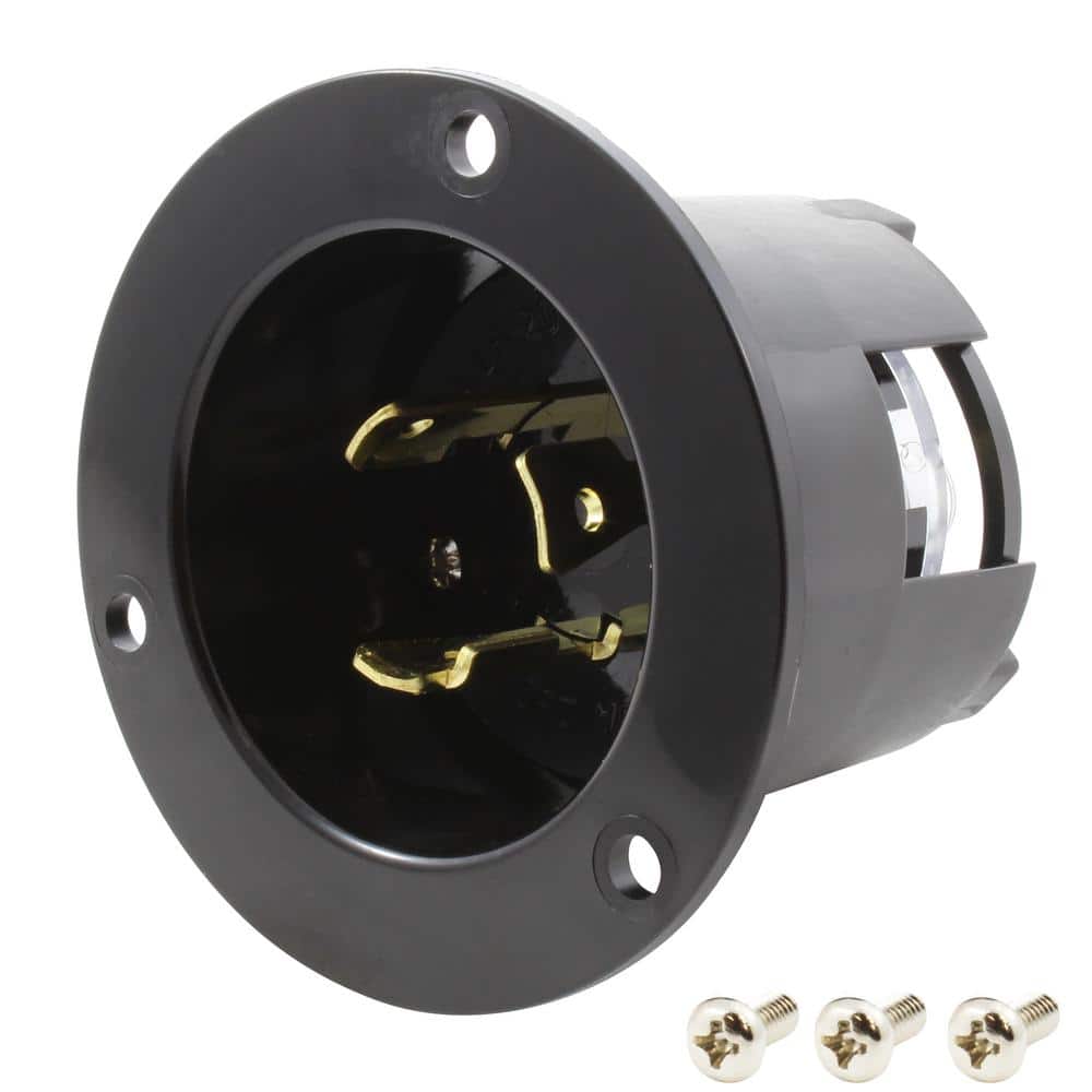 20 Amp Locking 3-Prong 250-Volt NEMA L6-20P Flanged Power Input Inlet