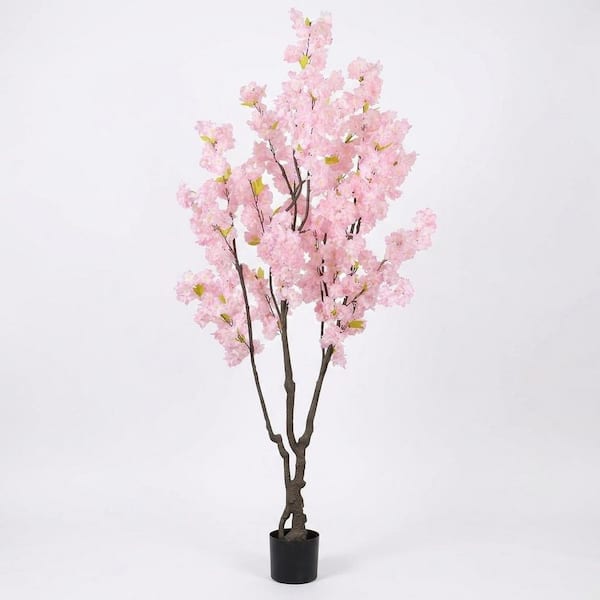 6.5 ft. Artificial Pink Cherry Blossom Tree in Pot WK2108 - The