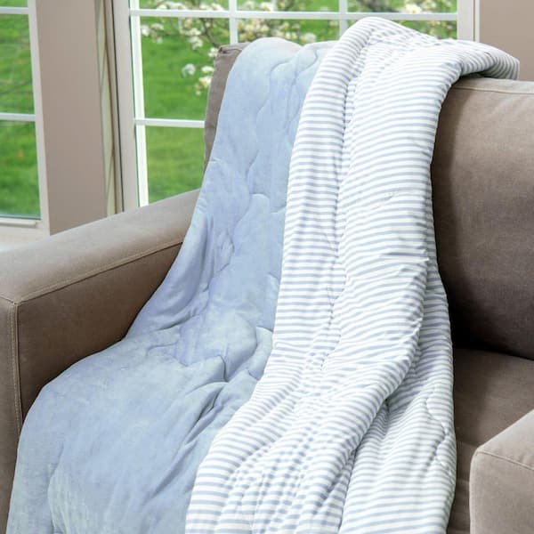 HGTV Cooling Light Blue Stripe Throw Blanket