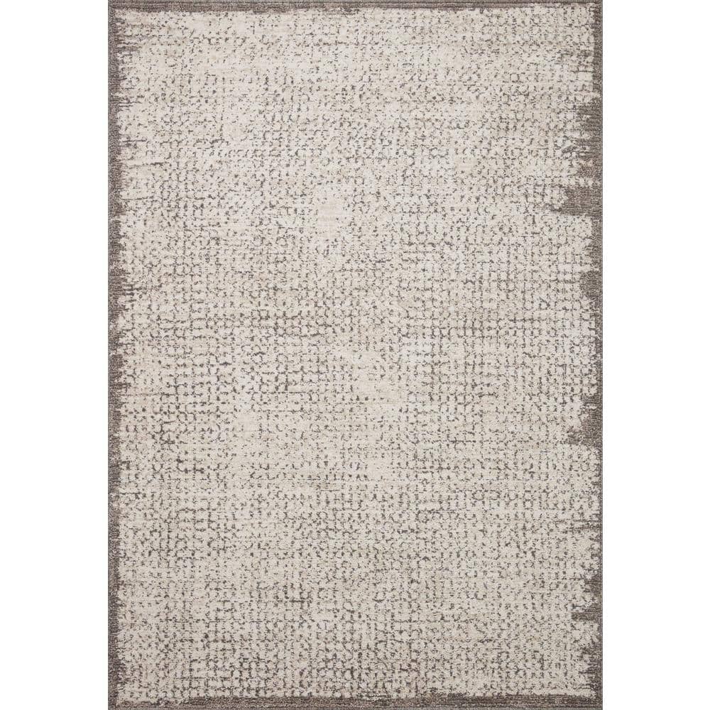 Darby Ivory and Stone Hand-Knotted Synthetic Accent Rug 2'-7" x 4'
