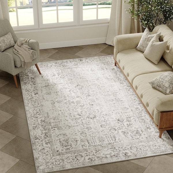 Entomology Gray 3 ft. x 5 ft. Vintage Floral Area Rug