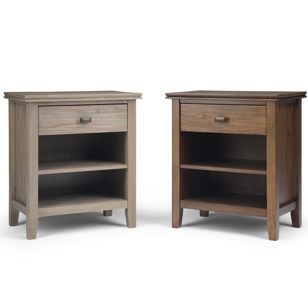 Rustic Natural Aged Brown Pine 1-Drawer Nightstand