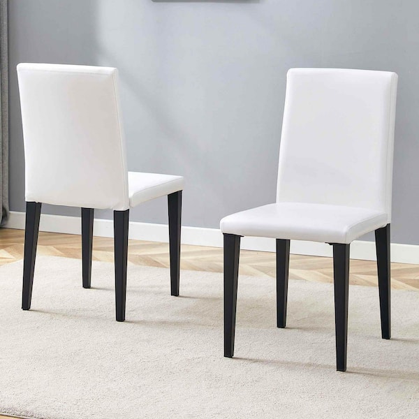 White/Black PU Leather  Side Chair (Set of 2)