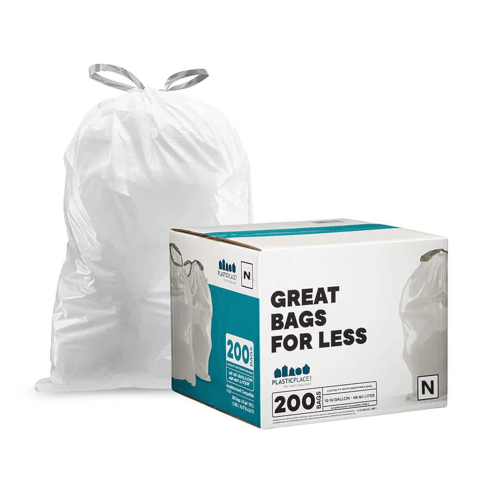 12-13 Gallon Flat Top Garbage Bags NALANY Bathroom Trash Can Liners for  Bedroom