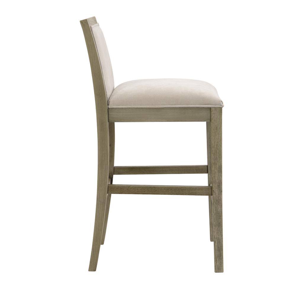 Kyrren Grey and Beige Upholstered Wood Counter Stools, Set of 2