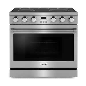 36 in. Smooth Surface 5 Elements Freenstanding Electric Range in Stainless Steel with Convection Oven