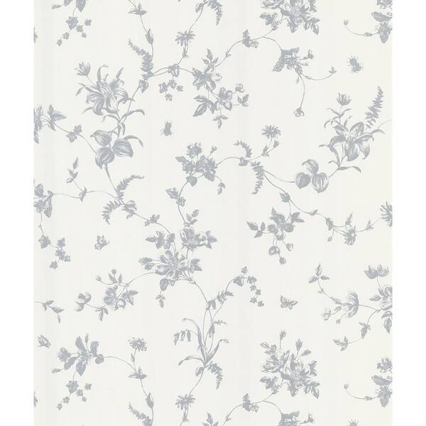 Unbranded Vivace Silver Floral Trail Wallpaper