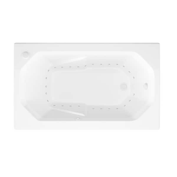Onyx Series 60 in. x 36 in. Rectangular Air Bathtub with Left Side Drain and Aromatherapy in Glossy Smooth White