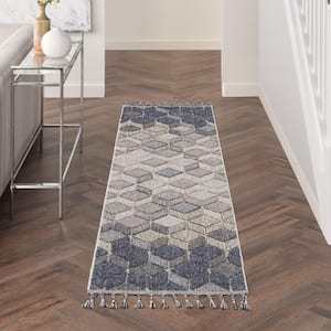 Paxton Grey/Slate 2 ft. x 8 ft. Geometric Contemporary Kitchen Runner Area Rug