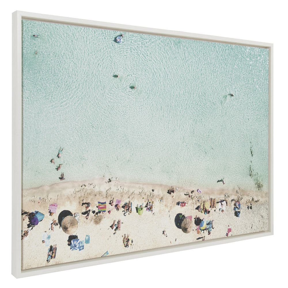 Turquoise Beach Aerial View Framed Canvas Wall Art