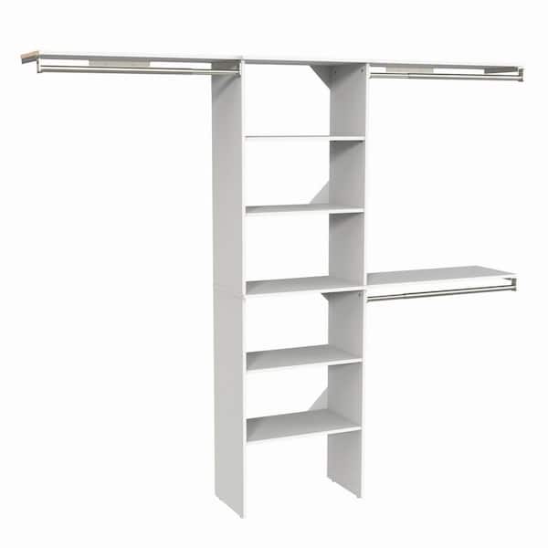 Style+ 73.1 in W - 121.1 in W White Basic Wood Closet System Kit