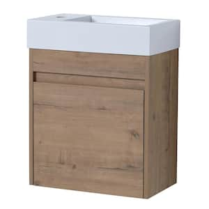 10.2 in. D x 18.1 in. W x 22.8 in. H Bathroom Vanity in Imitative Oak with White Vanity Top and White Basin