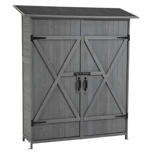 Unbranded 4.7 ft. W x 1.6 ft. D Gray Outdoor Sloped Roof Storage Shed with Lockable Door, Detachable Shelves for Garden
