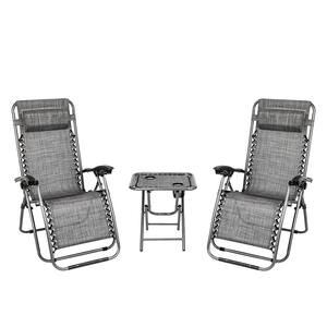 Gray Zero Gravity Metal Reclining Lawn Chair Set
