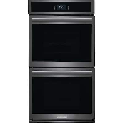 27 in. Double Electric Wall Oven with Total Convection in Smudge-Proof Black Stainless Steel