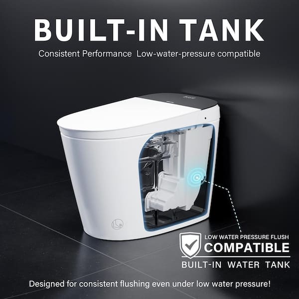 WELLFOR Nova Elongated Built-in Tank Smart Toilet Bidet in White - ADA Compliant, Auto Flush, Energy Efficient