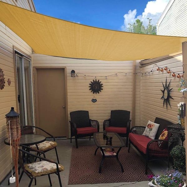 7 ft. x 13 ft. 185 GSM Sand Rectangle UV Block Sun Shade Sail for Yard and Swimming Pool etc.