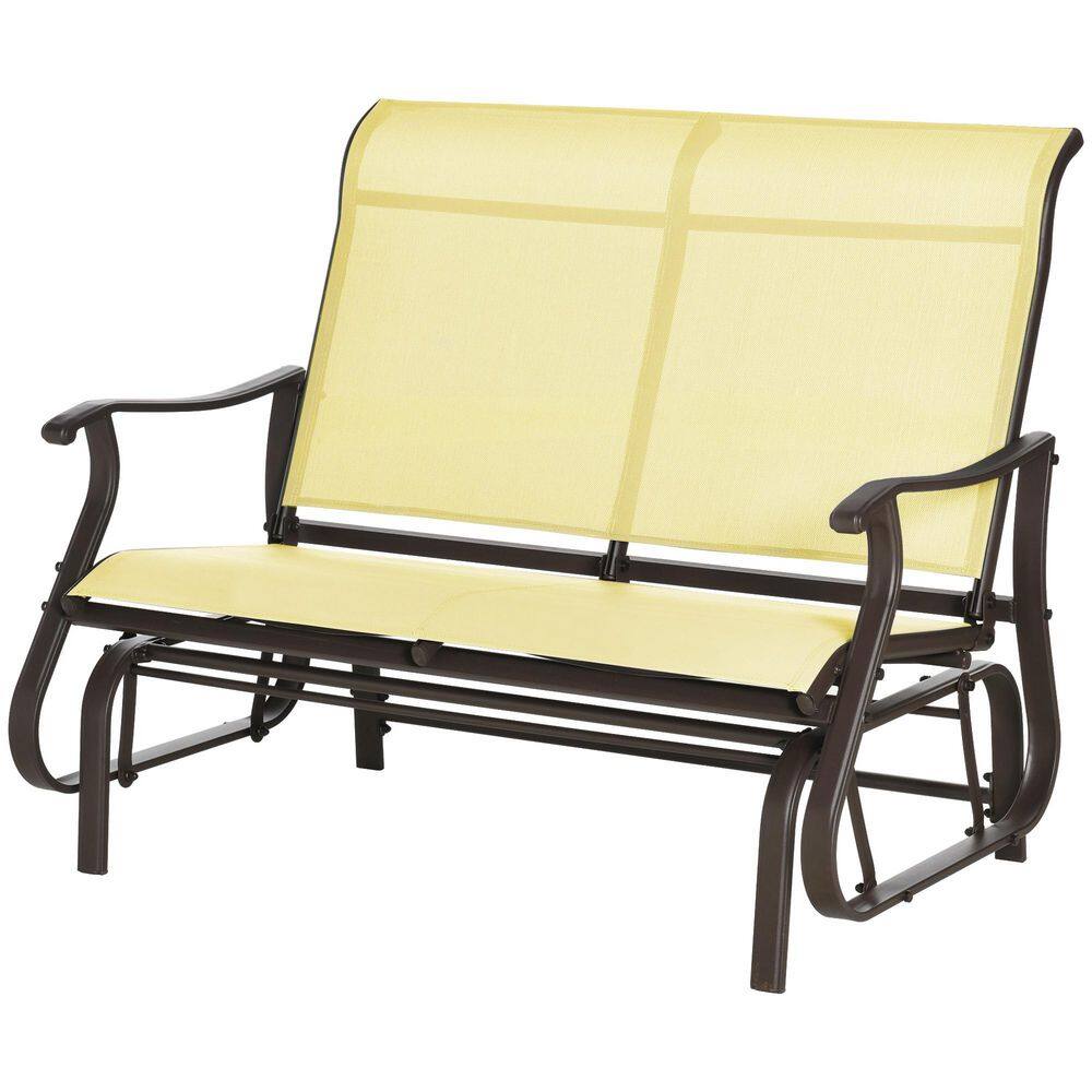 High-Quality 46.75 in. 2-Person Beige Metal Outdoor Glider Bench with Steel Frame and Outdoor Ready Mesh Fabric price history on PriceWatchPro