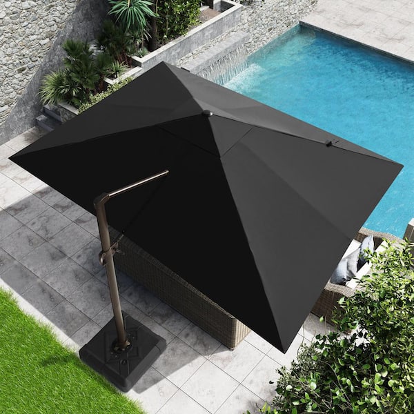 Crestlive Products 13 ft. x 10 ft. Rectangular 360° Rotation Cantilever Patio Umbrella in Black