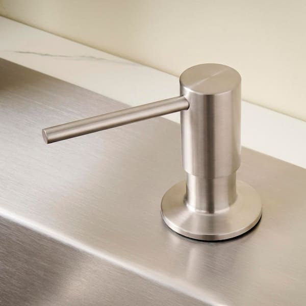 Brushed Nickel Built-In All Metal Countertop Soap Dispenser Dish Soap Hand Lotion Pump with Refillable Bottle