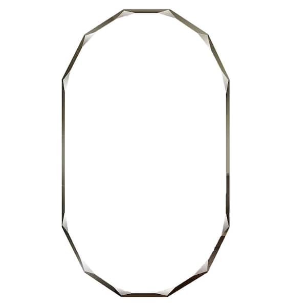 FORIOUS 20 in. W x 28 in. H L Oval Frameless Single Beveled Edge Wall Mounted Bathroom Vanity Mirror in Silver