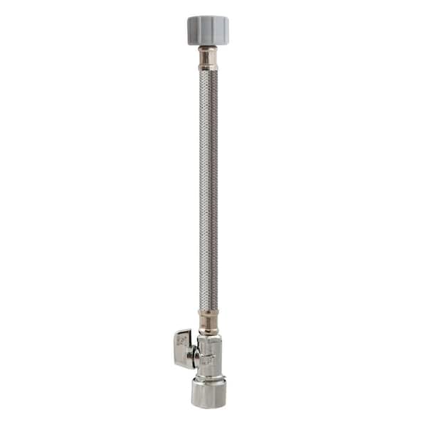 KEENEY 5/8 in. x 12 in. Quick Lock Stainless Steel Supply Line for Toilet With Quarter Turn Valve