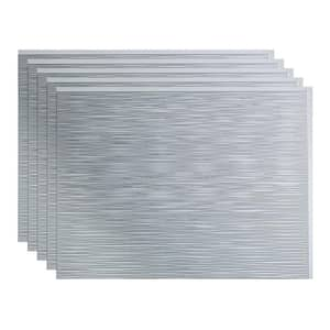 18.25 in. x 24.25 in. Ripple Vinyl Backsplash Panel in Argent Silver (5-Pack)