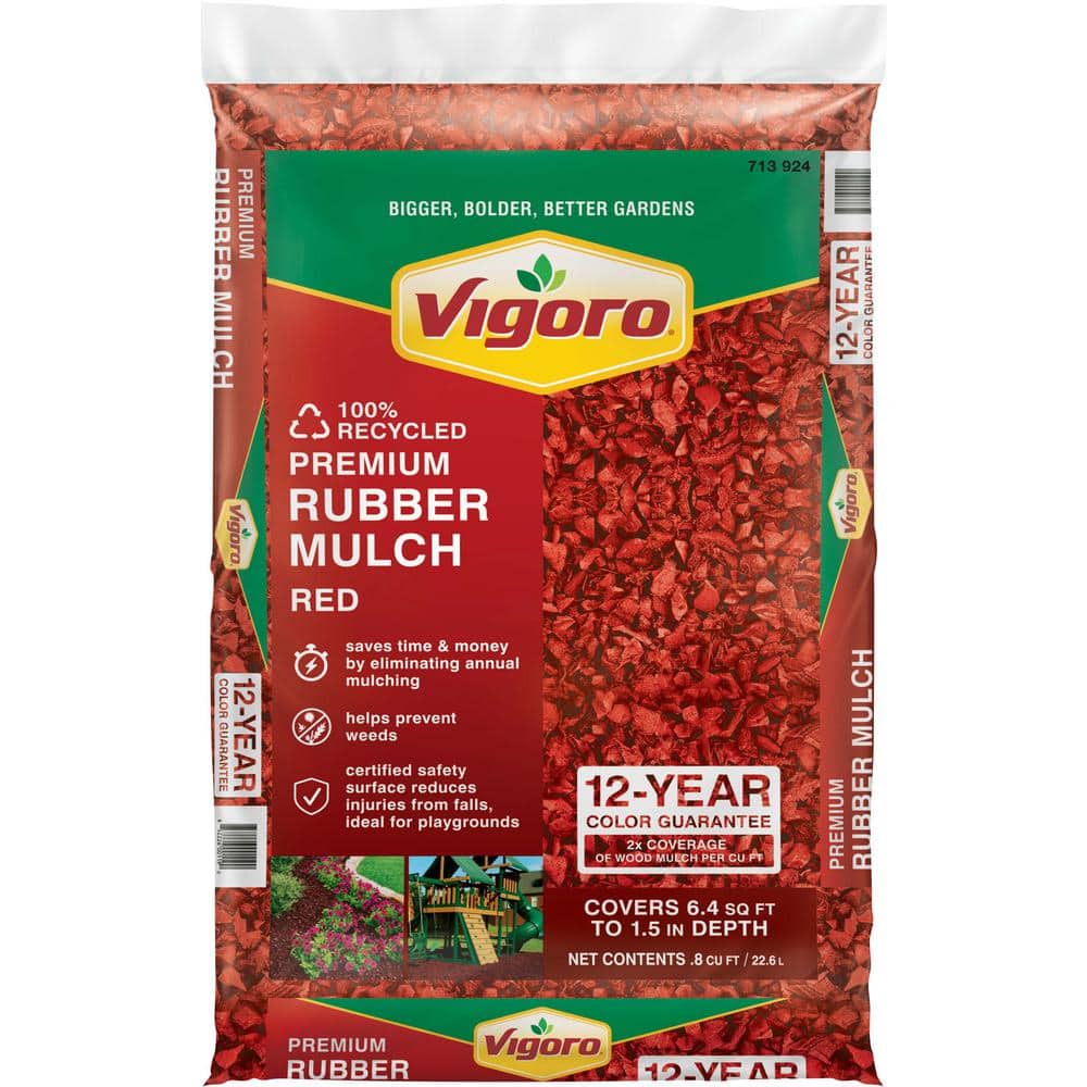 Vigoro 0.8 cu. Red Bagged Recycled Rubber Mulch HDVCRMN8CB - Home Depot
