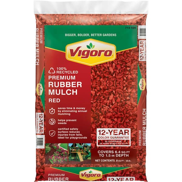 Vigoro 0.8 cu. ft. Red Bagged Recycled Rubber Mulch HDVCRMN8CB - The ...