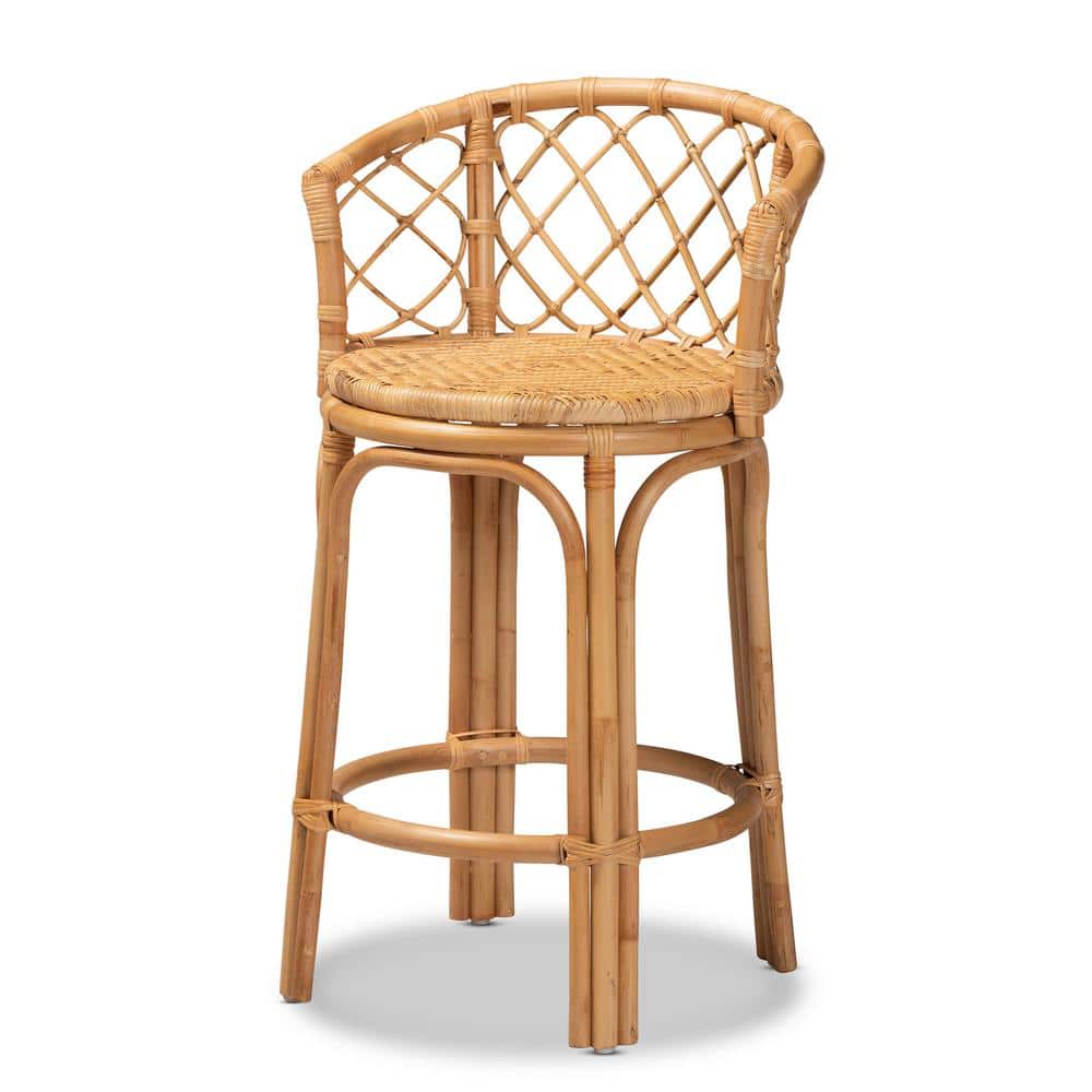 Serene Bohemian Natural Brown Rattan Adjustable Counter Stool
