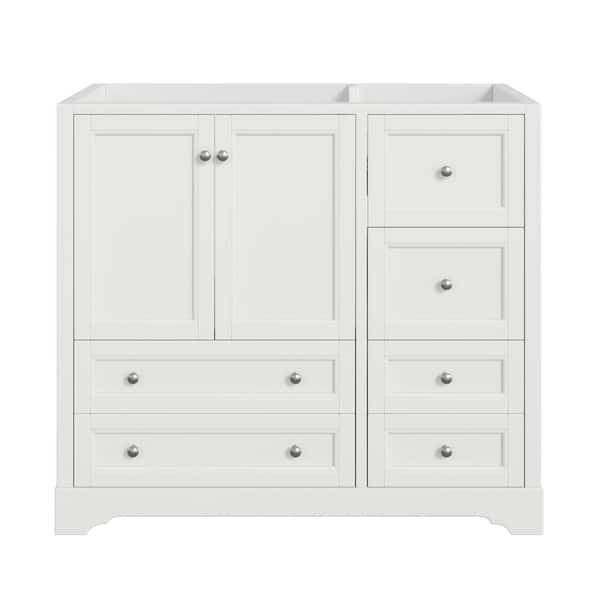 35.43 in. Freestanding Bath Vanity Cabinet without Top in White with Soft Closing Doors, 4 Drawers