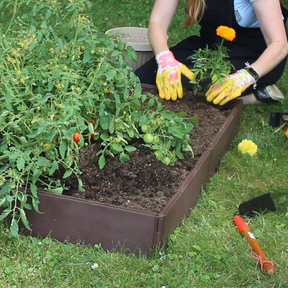 Brown Polyethylene Modular Raised Garden Bed Kit, 4' x 4'