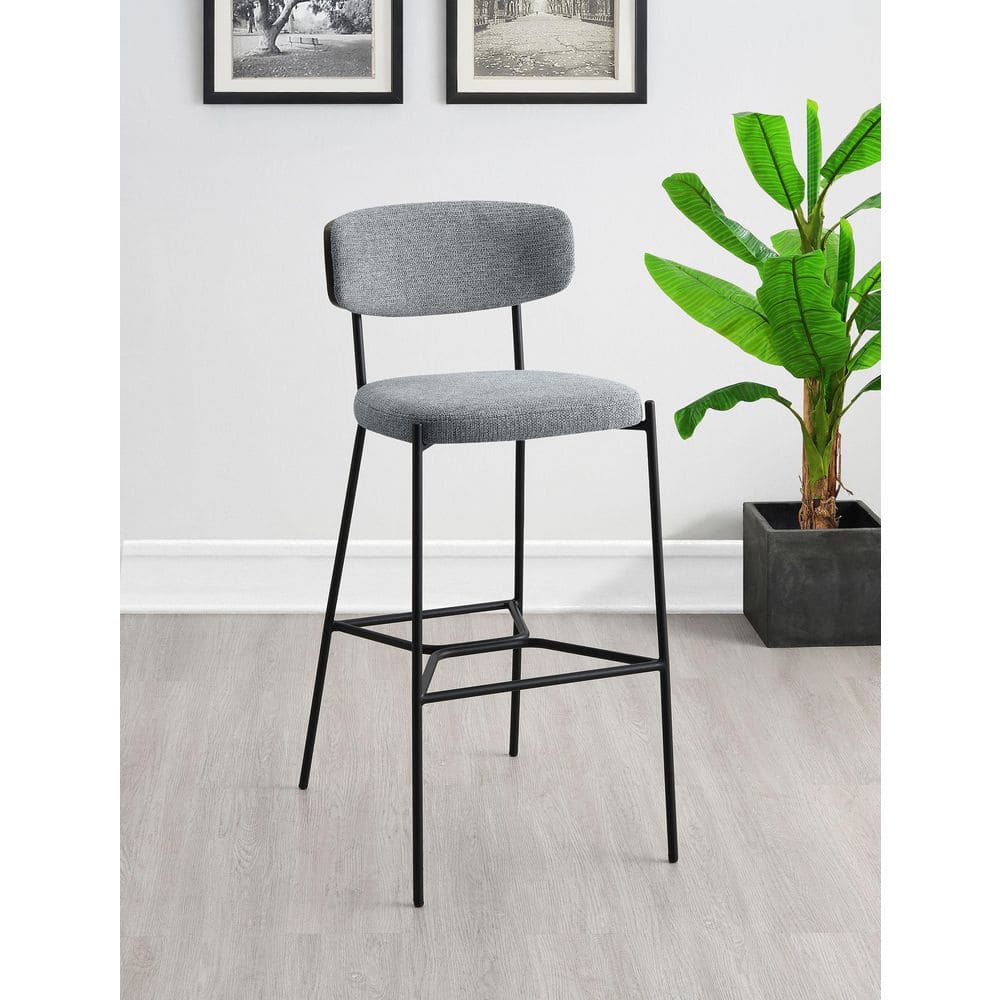 Coaster Elison Grey and Dark Oak Upholstered Pub Height Bar Stool