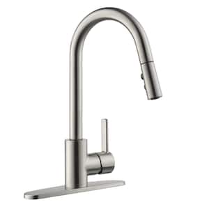 Precept Single Handle Pull Down Sprayer Kitchen Faucet with Deckplate Included and 1.0 GPM in Stainless