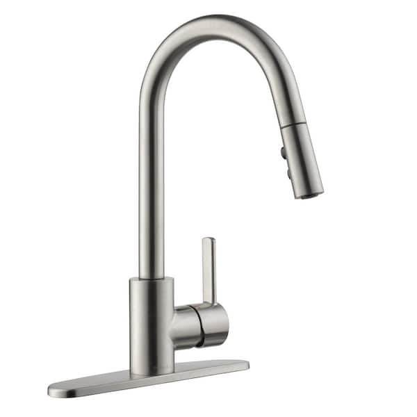 Peerless Precept Single Handle Pull Down Sprayer Kitchen Faucet with Deckplate Included and 1.0 GPM in Stainless