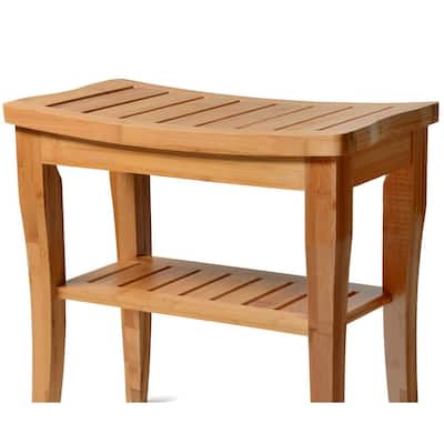 Bamboo Shower Seat Bench with Storage Shelf for Seating, Support and Relaxation by Bambsi