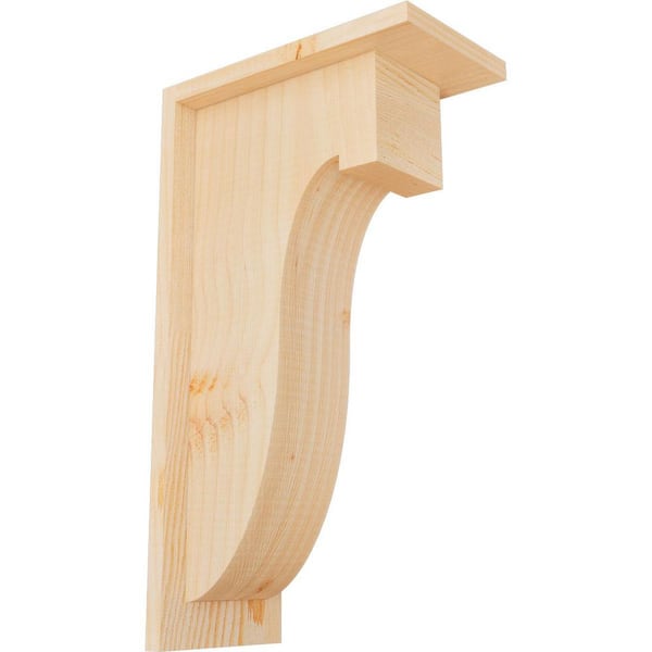 Ekena Millwork 5-1/2 in. x 10 in. x 18 in. Douglas Fir Del Monte Smooth Corbel with Backplate