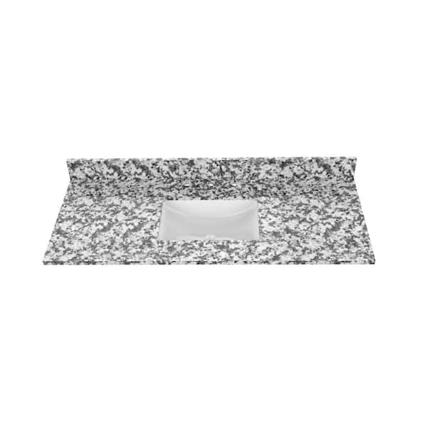 Home Decorators Collection 37 in. W x 22 in. D Granite Vanity Top in Jilin White with White Ceramic Rectangular Single Sink