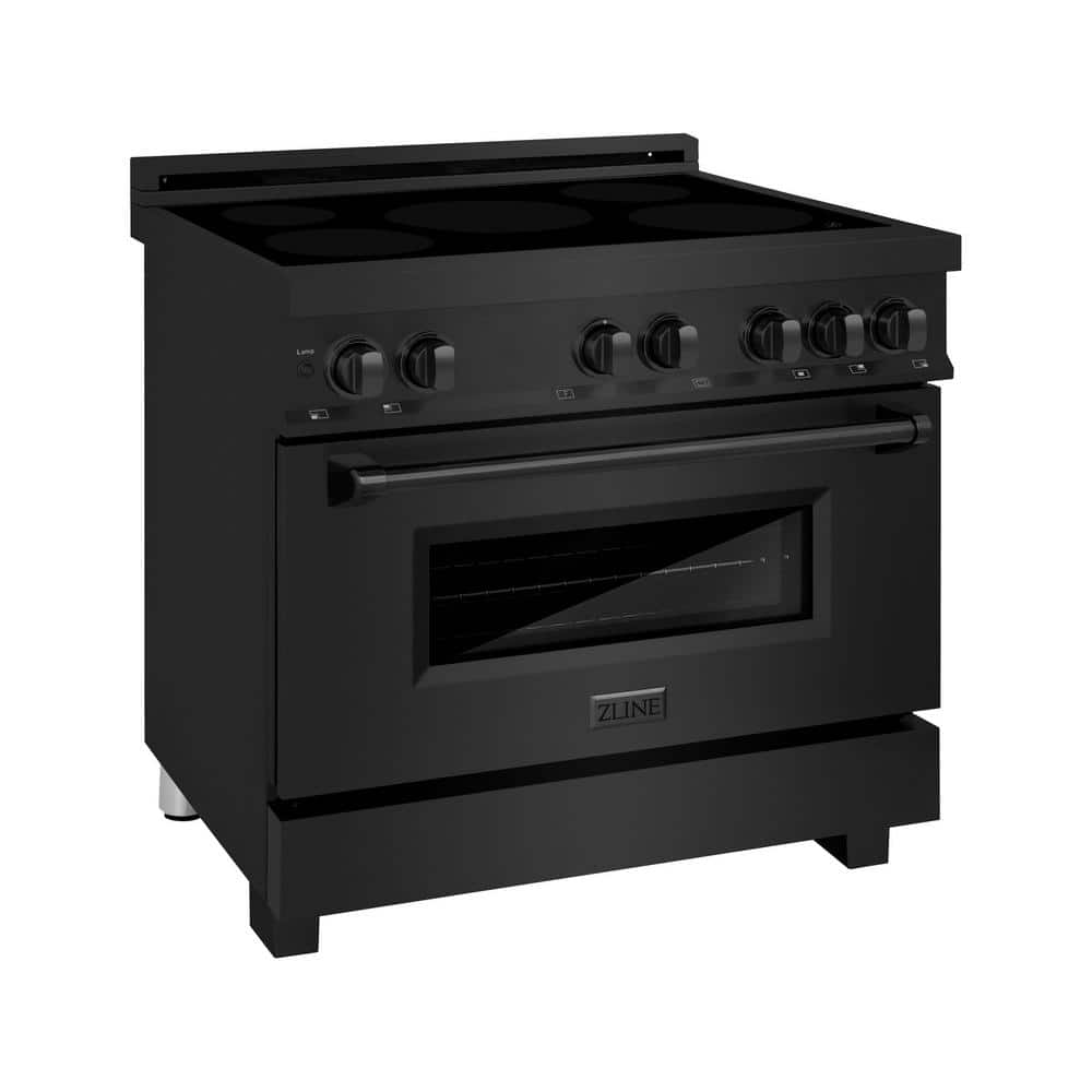 ZLINE Kitchen and Bath 36 in. Freestanding Electric Range 4 Element Induction Cooktop in Black Stainless Steel